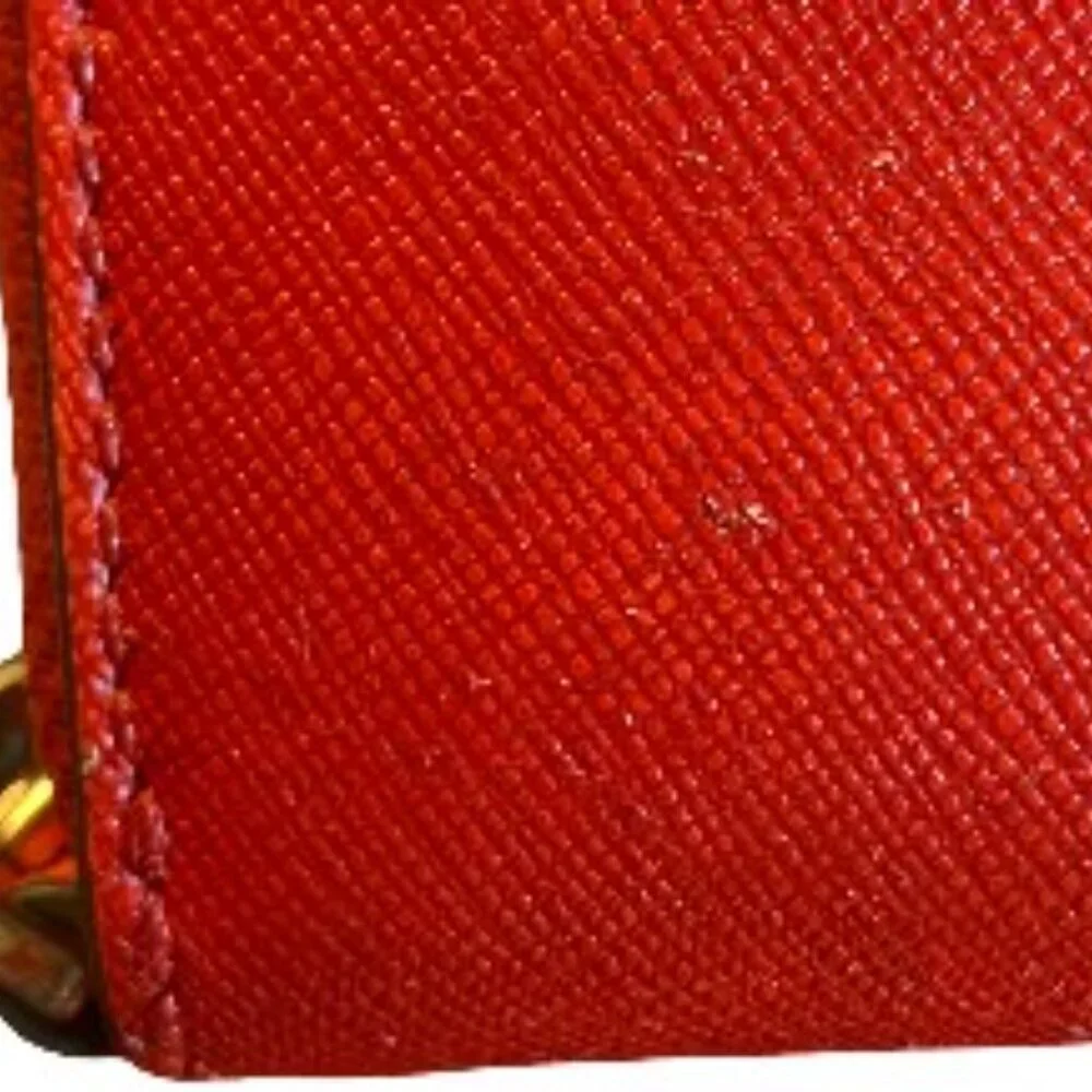 Tory Burch Round Zip Medium Continental Wallet in Red Saffiano Leather EUC